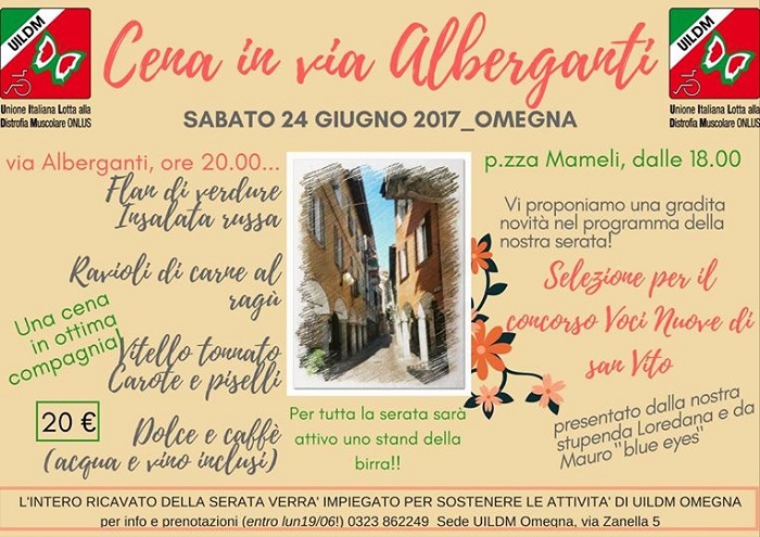 Omegna, cena benefica nella “via del buter” con Uildm